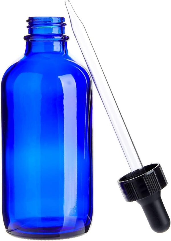 blue glass dropper bottle